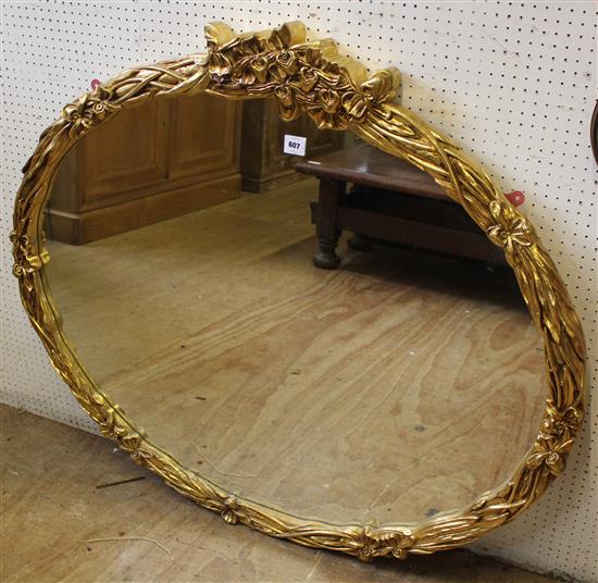 Large oval gilt frame mirror(-)